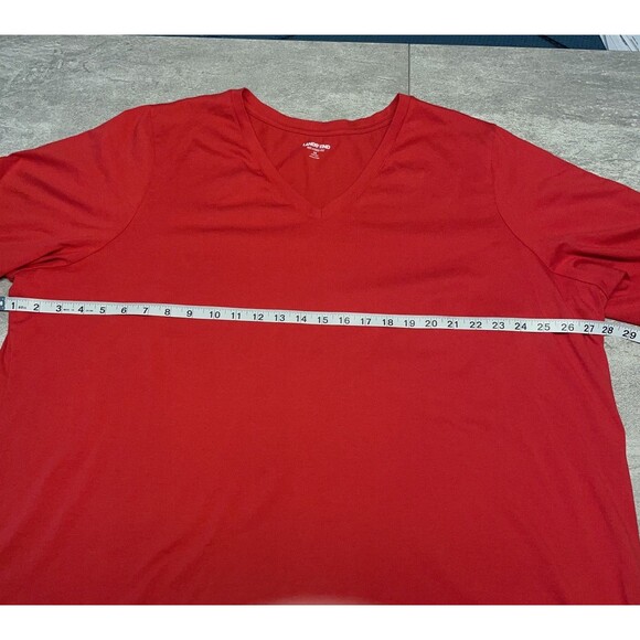 Lands' End 3X Relaxed Fit Supima Cotton V-neck Long Sleeve Top Red Holiday Xmas - Picture 2 of 4